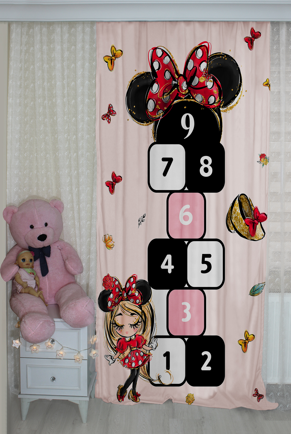 Minnie%20Mouse%20Seksekli%20Çocuk%20Odası%20Fon%20Perde